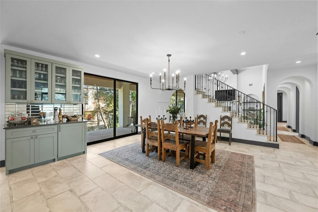 dining room featuring a chandelier