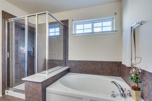 bathroom with plus walk in shower