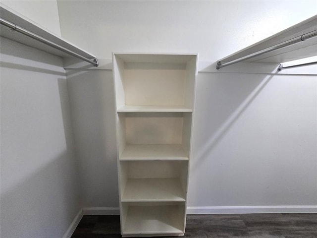 walk in closet featuring dark hardwood / wood-style flooring