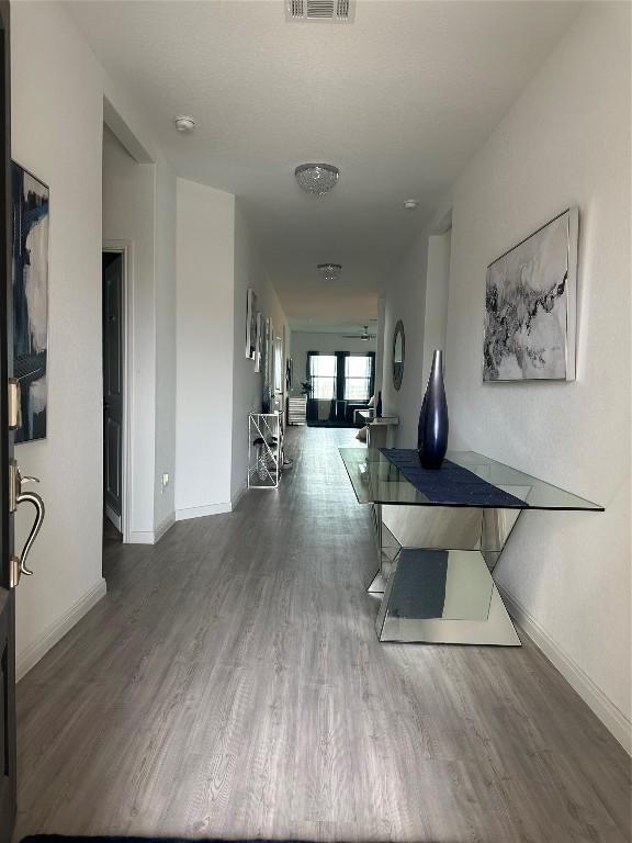 hall featuring dark hardwood / wood-style floors