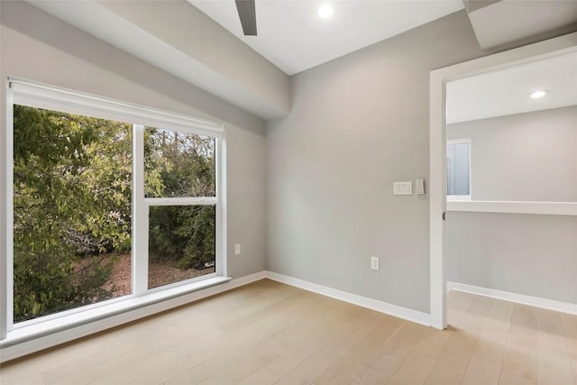 unfurnished room featuring light wood-type flooring and plenty of natural light