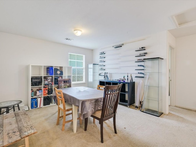 view of carpeted dining room