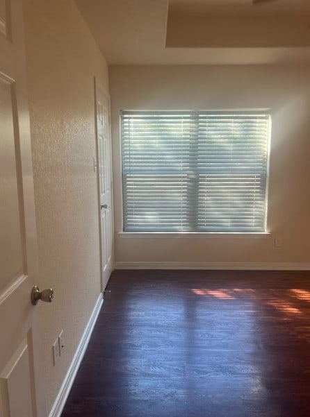 unfurnished room with dark hardwood / wood-style floors and plenty of natural light