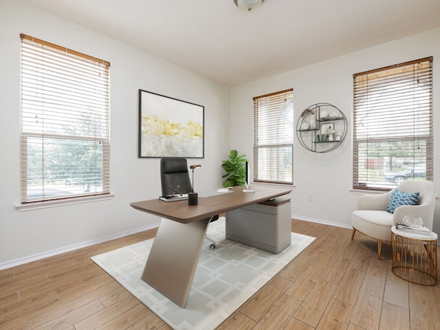 office space featuring light hardwood / wood-style floors