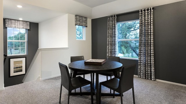 dining area featuring carpet floors