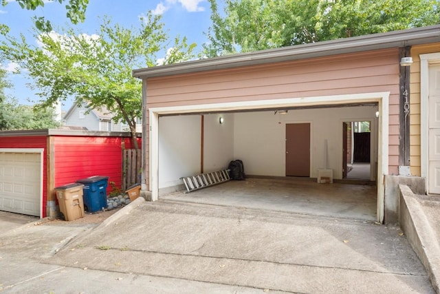 view of garage