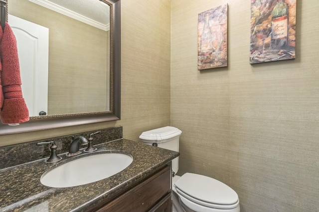 30102 Carmel Bay St, Georgetown, TX 78628 - half bath featuring vanity and ornamental molding