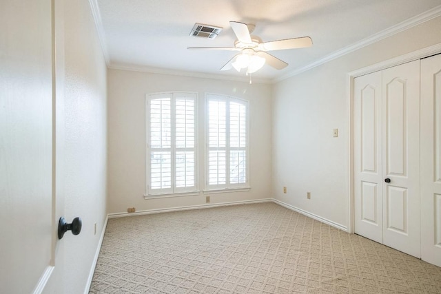 30102 Carmel Bay St, Georgetown, TX 78628 - unfurnished bedroom featuring light carpet, crown molding, and ceiling fan