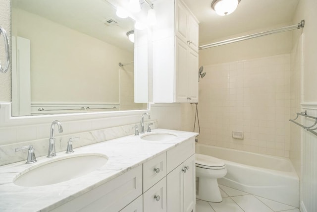 30102 Carmel Bay St, Georgetown, TX 78628 - full bathroom with double vanity, shower / washtub combination, and tile patterned floors