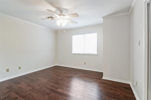 30102 Carmel Bay St, Georgetown, TX 78628 - empty room with a ceiling fan, dark wood finished floors, and ornamental molding