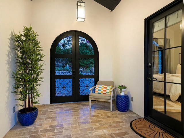 doorway to property with french doors