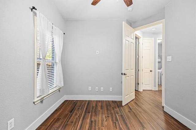 unfurnished bedroom with ceiling fan