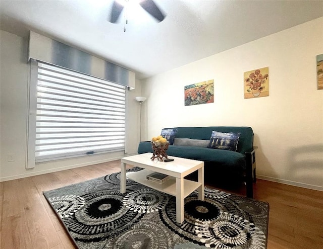 living room with hardwood / wood-style flooring