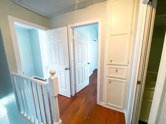 hallway featuring dark hardwood / wood-style floors