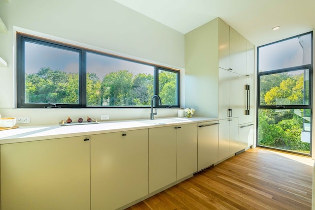 bathroom featuring hardwood / wood-style flooring and sink