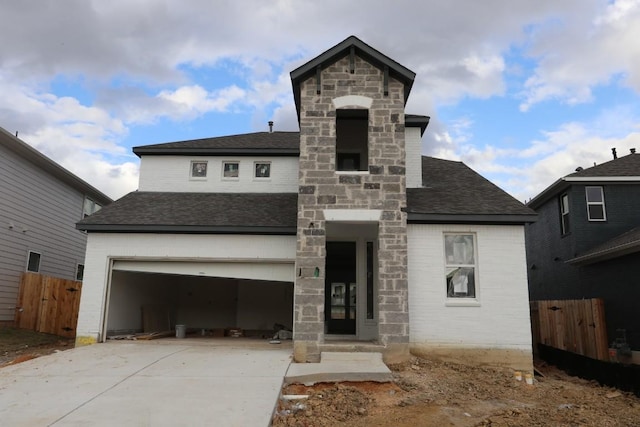 view of front of house with a garage