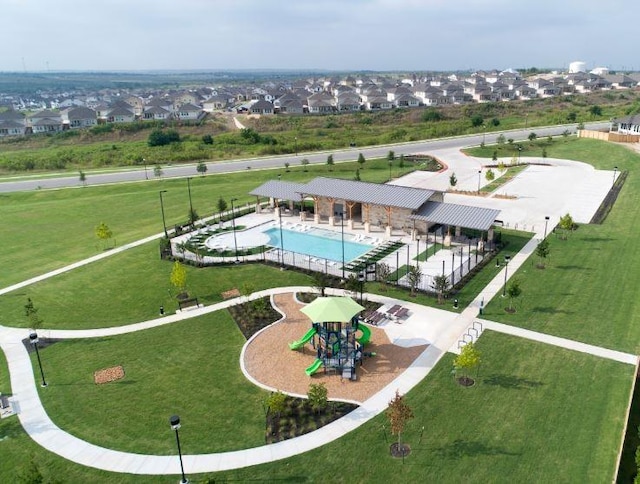 drone / aerial view featuring a residential view