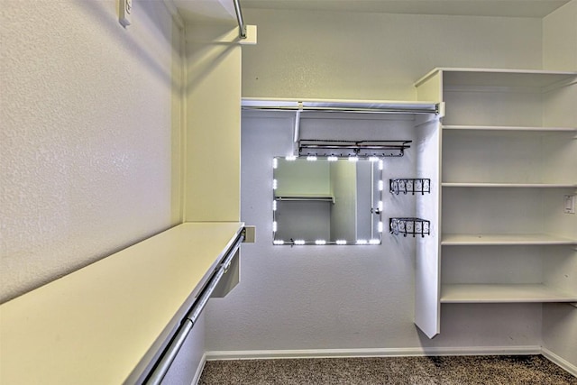 walk in closet featuring carpet floors