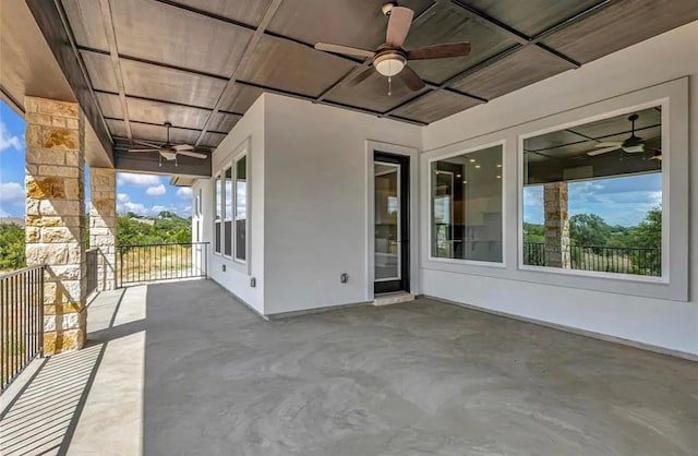 view of patio / terrace with ceiling fan and covered porch