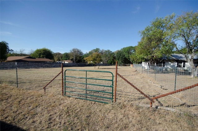 view of gate with a rural view