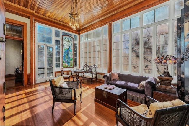 524 Saint Peter St, Gonzales, TX 78629 - sunroom with wooden ceiling and wood-type flooring