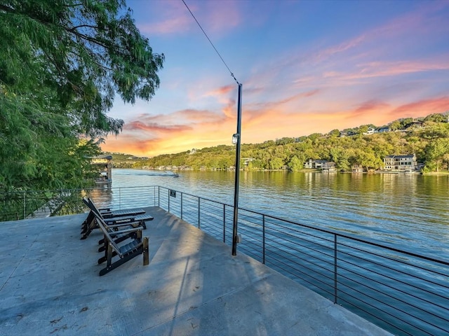 view of dock featuring a water view