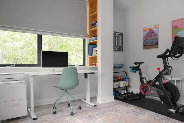 office space with wood finished floors