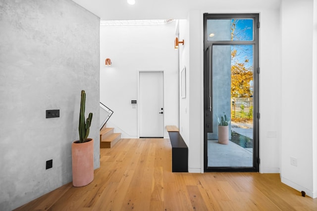 hallway with light wood-type flooring