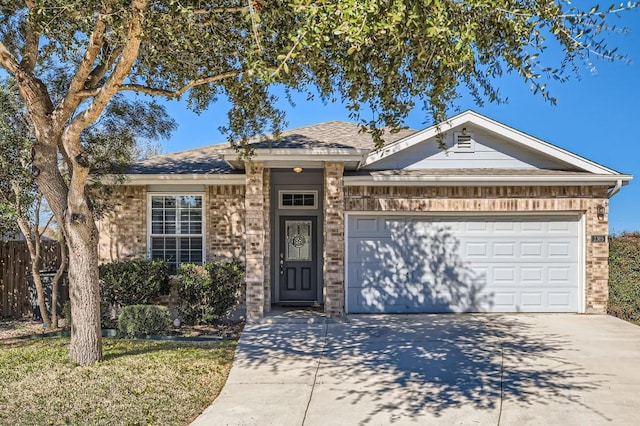 single story home with a garage