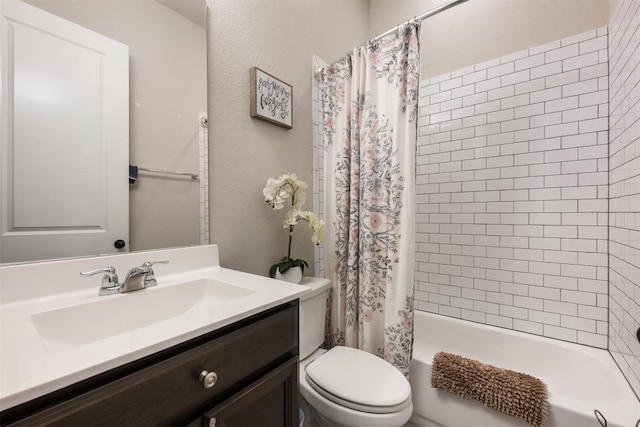 132 Ridgeview Ct, Georgetown, TX 78628 - full bathroom with vanity, toilet, and shower / bath combination with curtain
