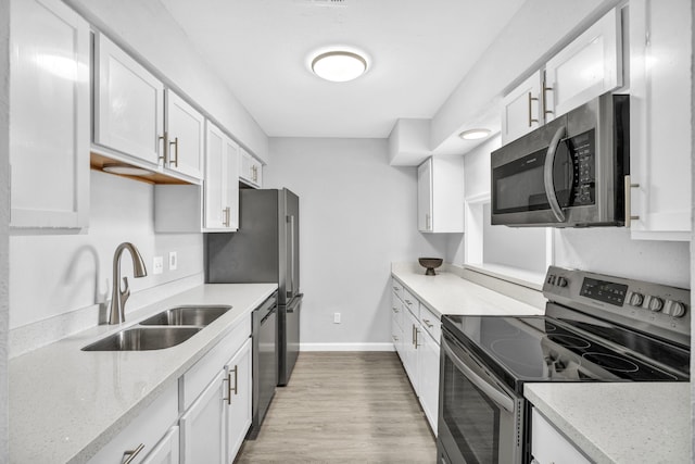 kitchen featuring white cabinets, sink, and appliances with stainless steel finishes