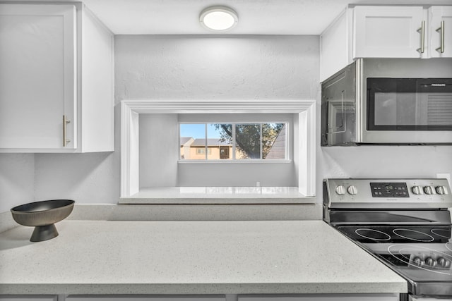 kitchen with white cabinetry and stainless steel appliances