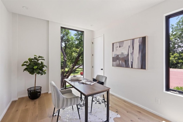 office area featuring light wood-type flooring and a wealth of natural light