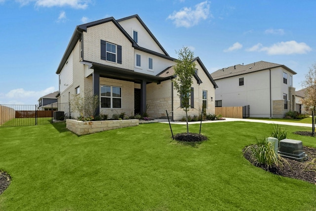 220 Reata Ridge Loop, Liberty Hill, TX 78642 - back of house featuring brick siding and central AC unit