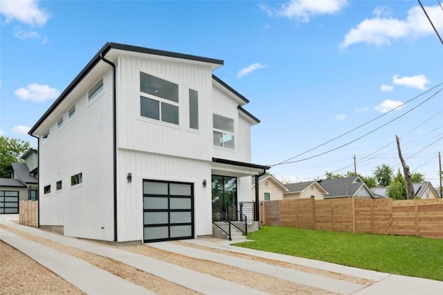 contemporary home with a garage