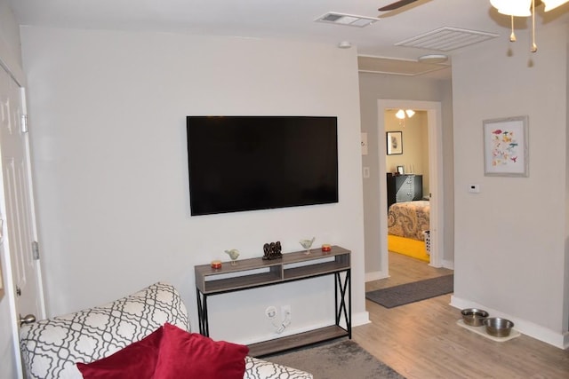 living room with hardwood / wood-style floors