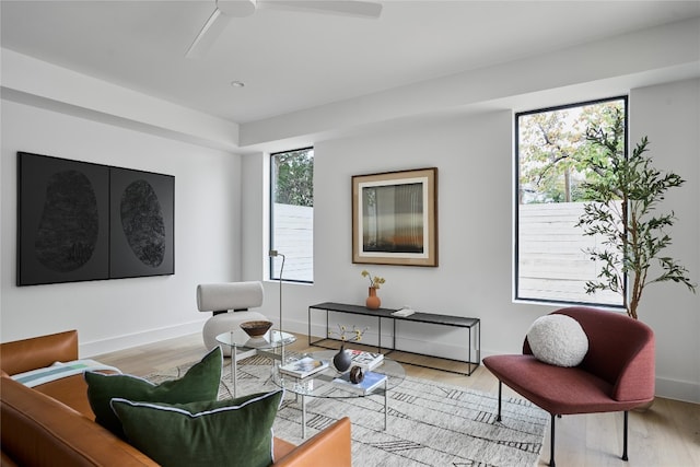 living area featuring light wood-type flooring