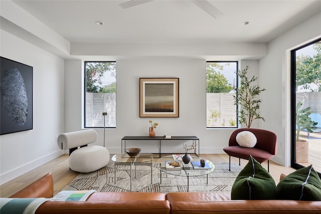 sitting room featuring light wood-type flooring