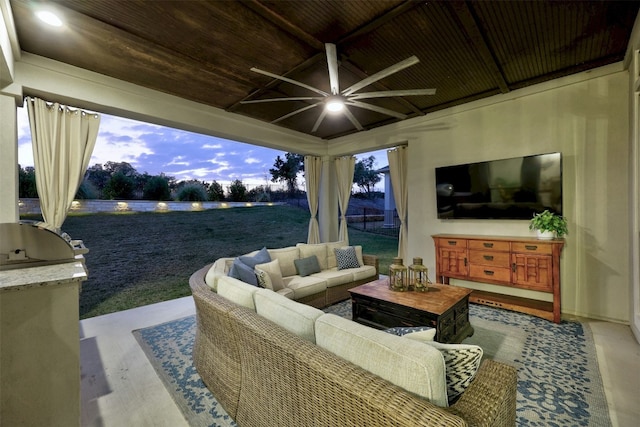 view of patio / terrace with outdoor lounge area and exterior kitchen