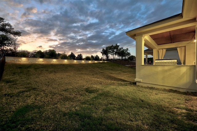 view of yard at dusk