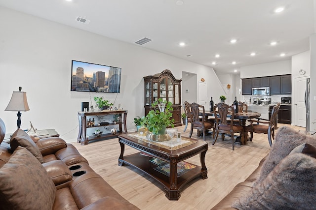 living room featuring light hardwood / wood-style floors