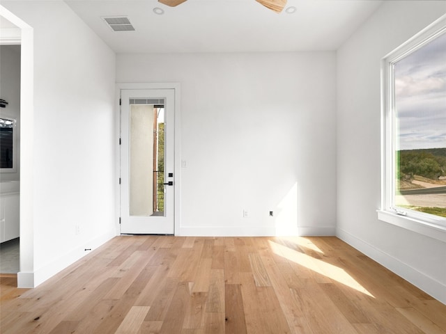 spare room with light hardwood / wood-style flooring and a healthy amount of sunlight