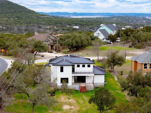 bird's eye view with a mountain view