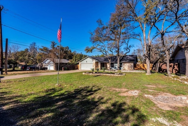 view of yard featuring a garage