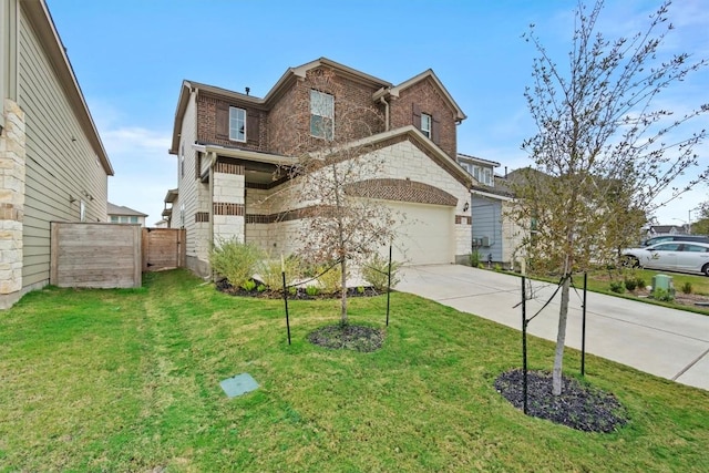 view of front of house with a garage and a front yard