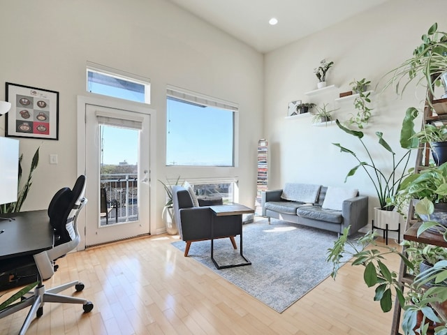 office area featuring light hardwood / wood-style floors