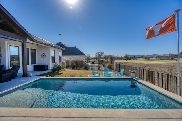 view of pool featuring a mountain view