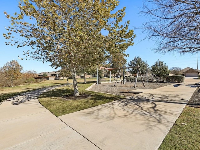 view of play area featuring a yard