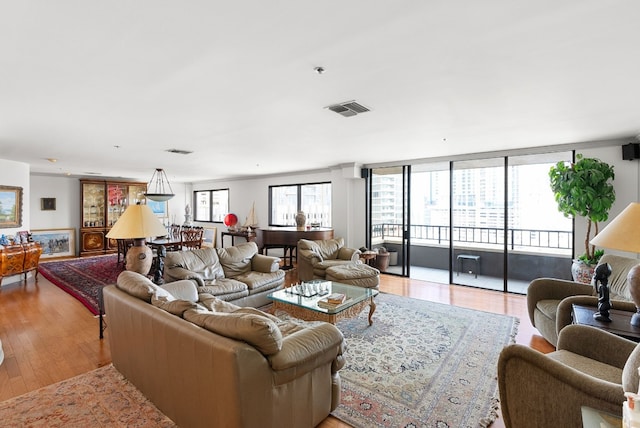 living room with light wood-type flooring