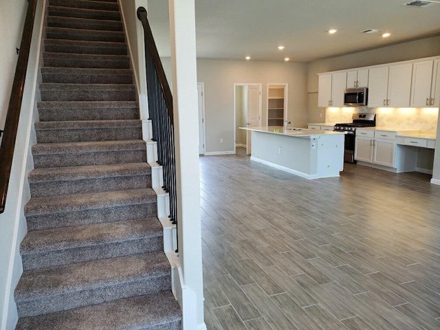 staircase with sink